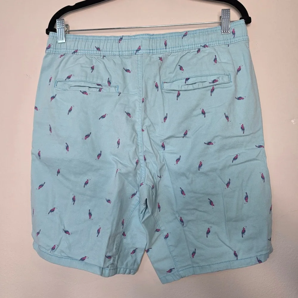 George Shorts Men M Blue Toucan Print Casual Elastic Waist Drawstring Cotton